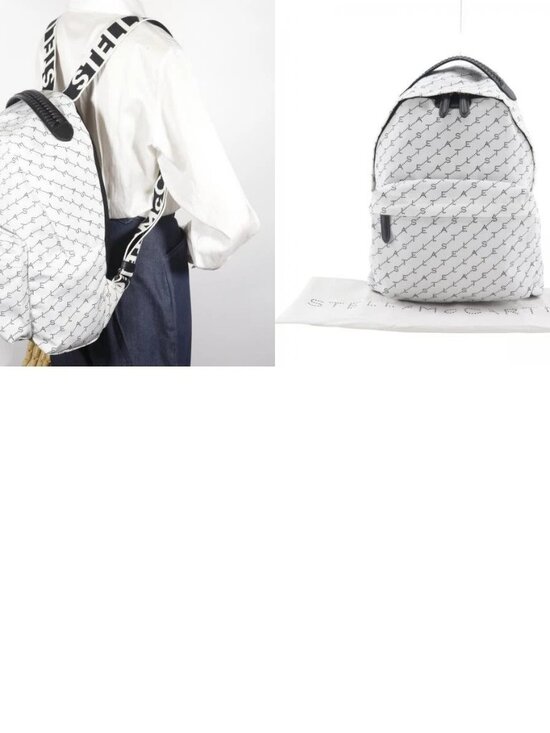 Stella McCartney Falabella Logo Backpack Daypack 570174 White Nylon canvas... main image 13